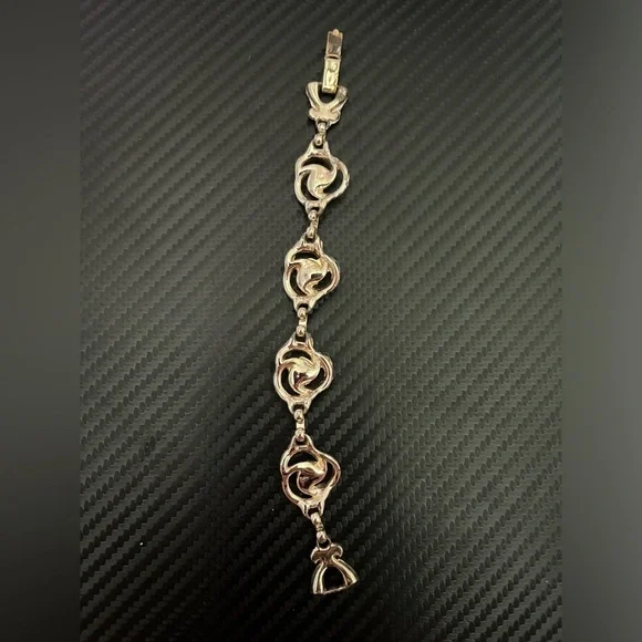 Vintage, Gold Tone, Fold Over Clasp Rhinestone Bracelet 6 3/4” - Picture 4 of 4